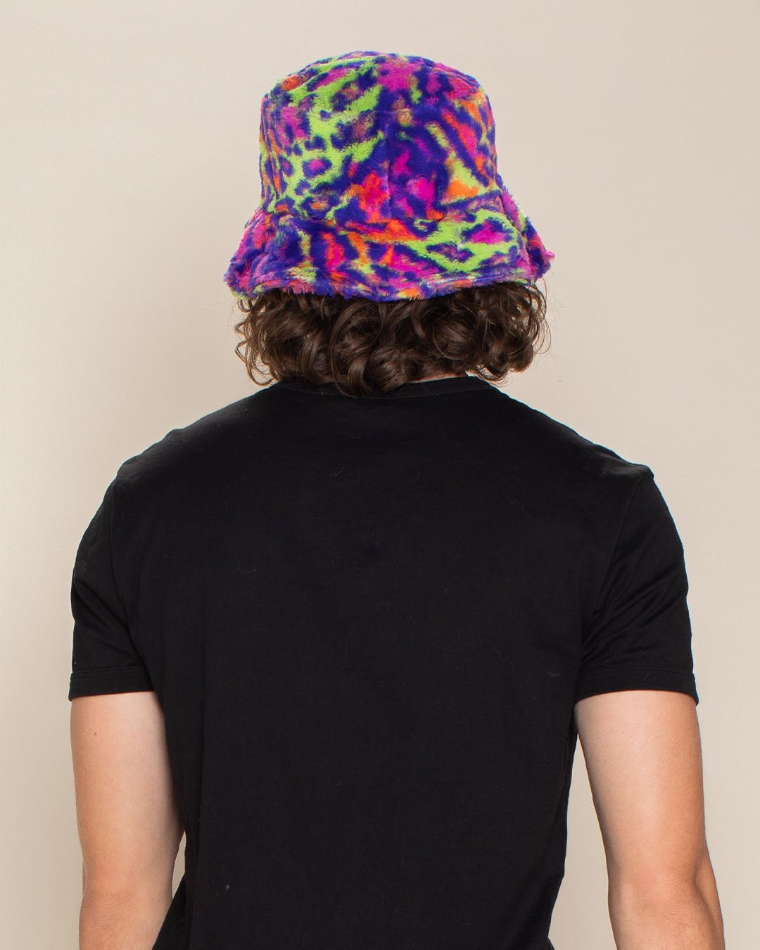 Men's Fur Bucket Hat | Neon Disco Cat