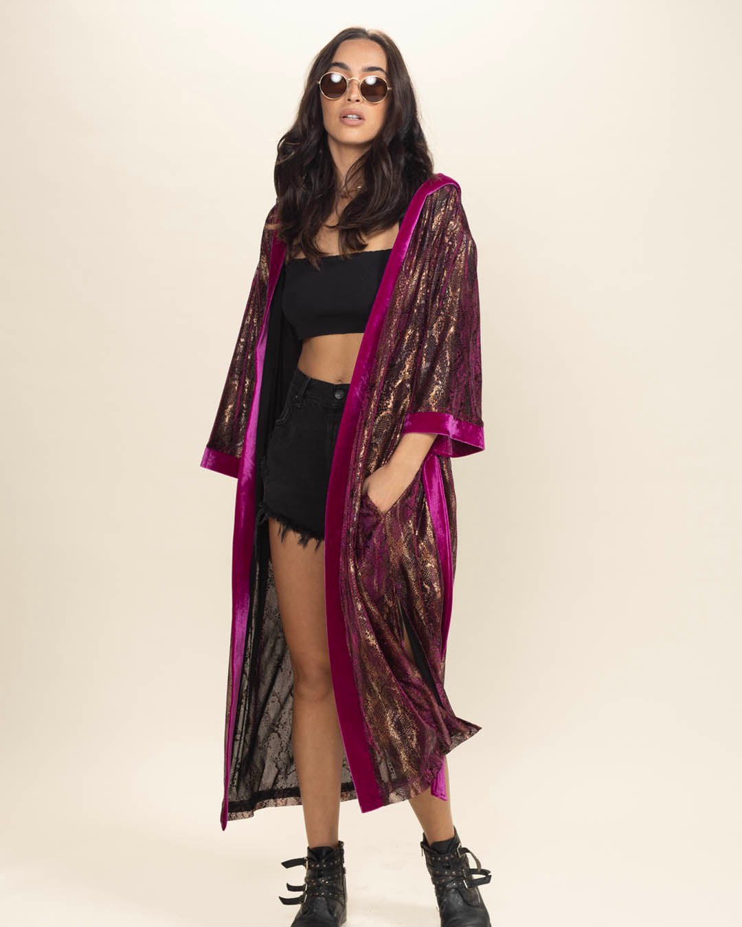 Women's Festival Kimono | Metallic Rhodolite Python