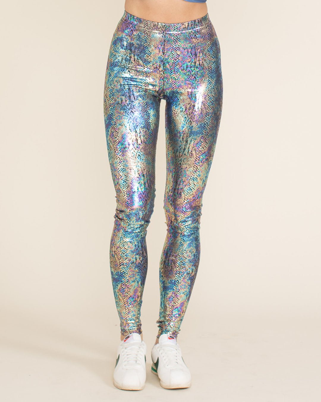 Women's Metallic Leggings | Holographic Snakeskin