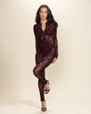 Women's Full Body Lace Bodysuit | Red Garnet Snakeskin