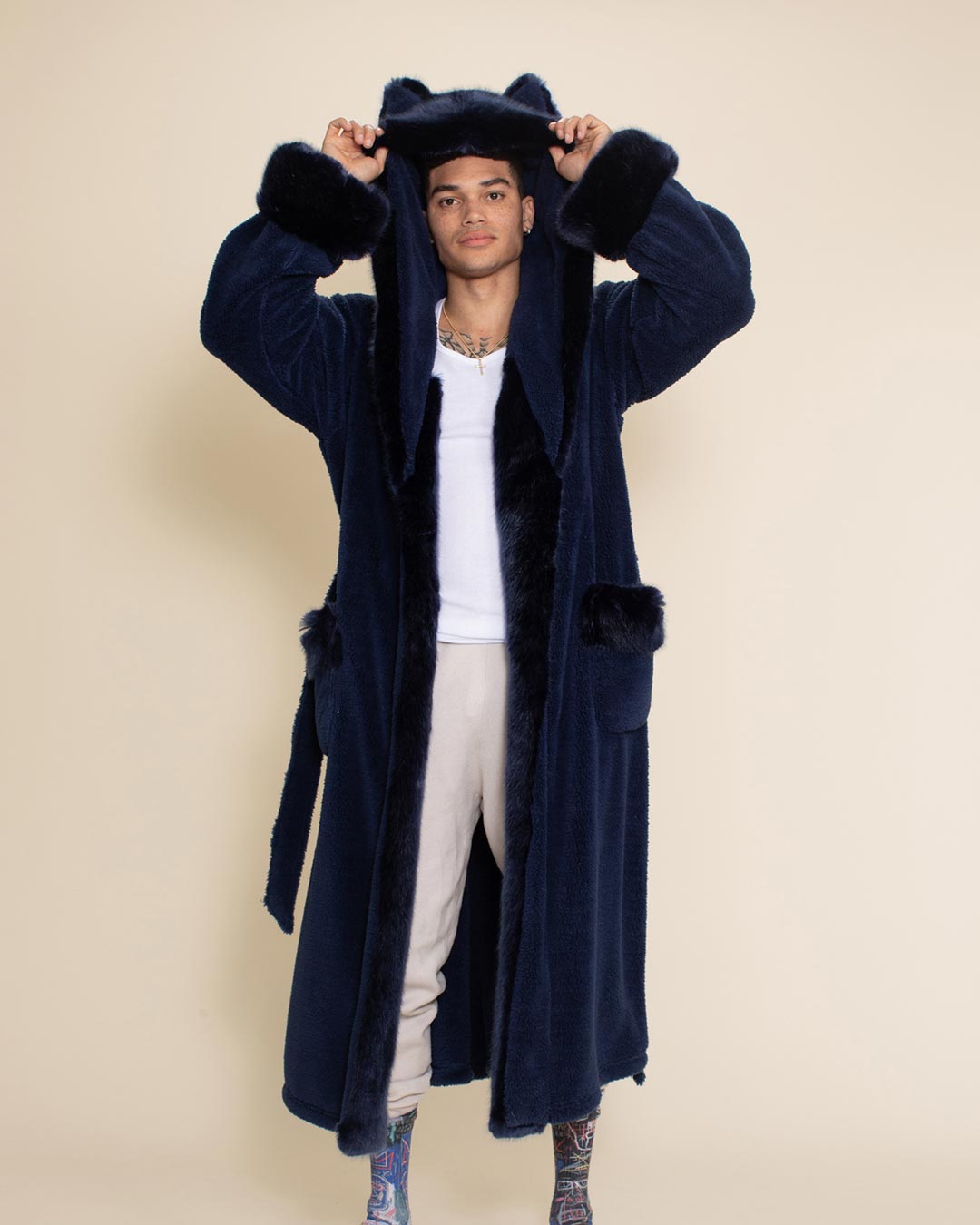 Classic Men's Luxury Blue Robe | Indigo Wolf