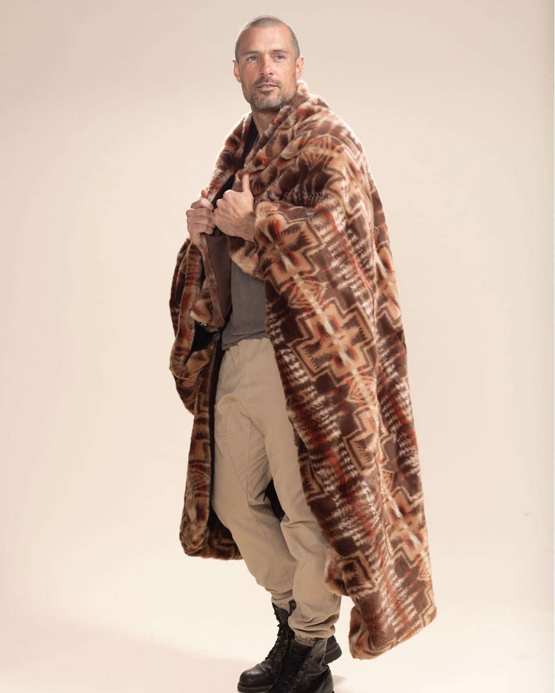 Tuscan Brown Wolf Faux Fur Throw