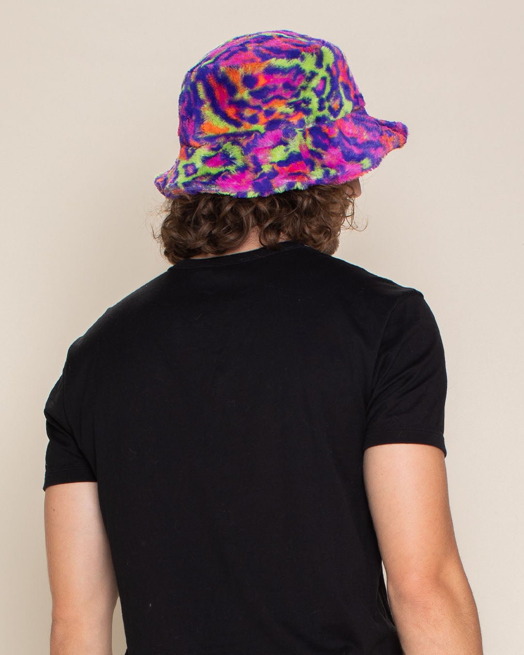 Men's Fur Bucket Hat | Neon Disco Cat