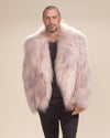 Men's Pink Faux Fur Jacket | Shaggy Mongolian Llama