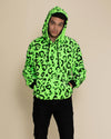 Men's Fur Hoodie | Neon Green Leopard