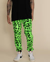 Men's Designer Sweatpants | Neon Green Leopard