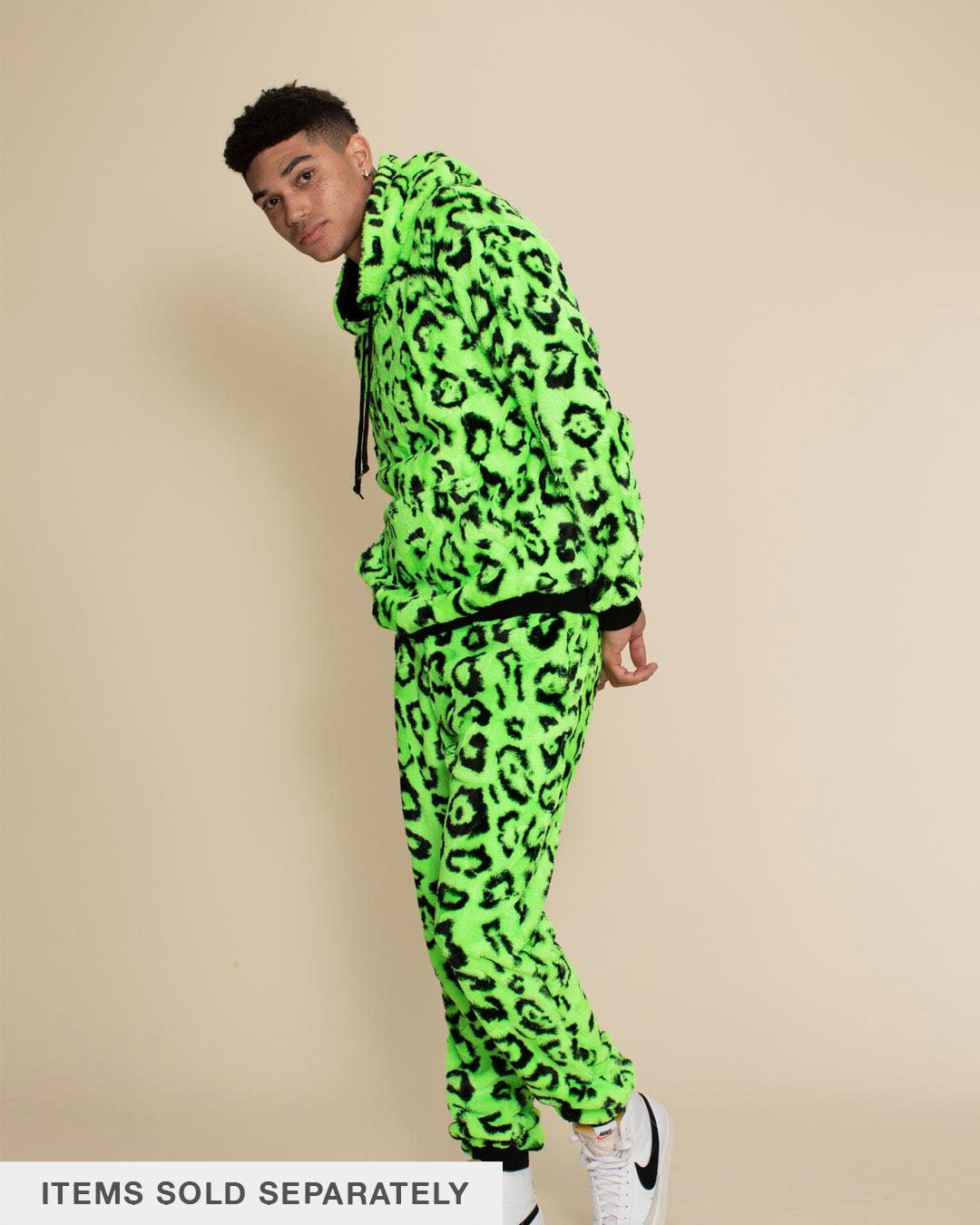 Men's Designer Sweatpants | Neon Green Leopard