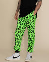 Men's Designer Sweatpants | Neon Green Leopard