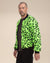 Men's Colorful Faux Fur Jacket | Neon Green Leopard