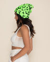 Neon Green Leopard Faux Fur Beanie | Women's