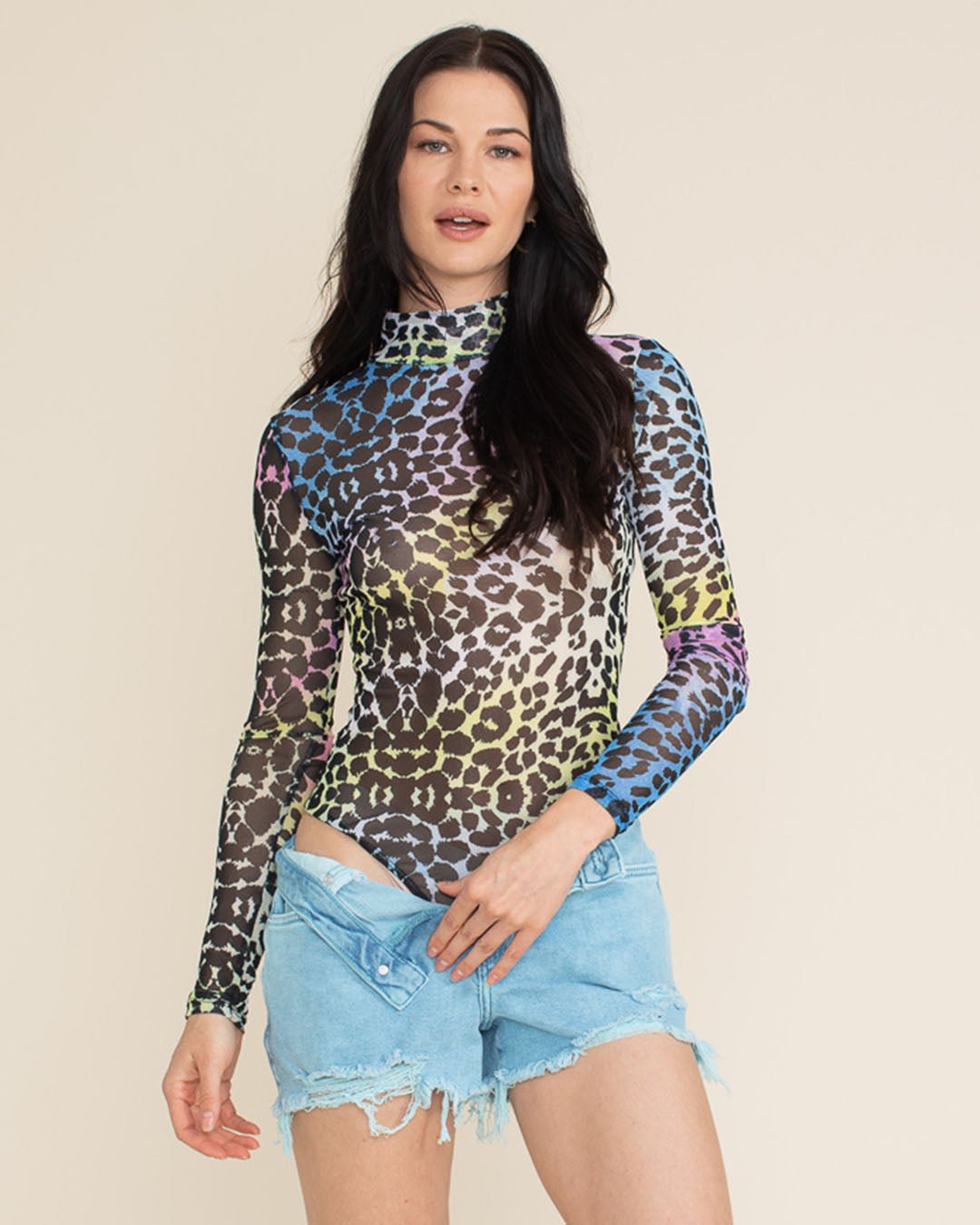 Women's Rainbow Mesh Bodysuit | Rainbow Panther