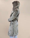 Classic Women's Long Faux Fur Coat | Silver Leopard Print