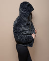 Classic Women's Black Hooded Puffer Jacket | Slate Leopard