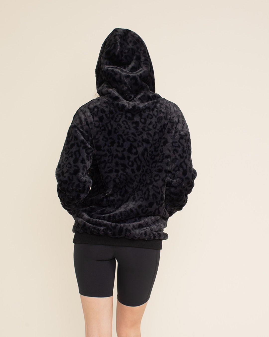 Women's Fur Hoodie | Slate Black Leopard