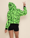 Women's Fur Hoodie | Neon Green Leopard