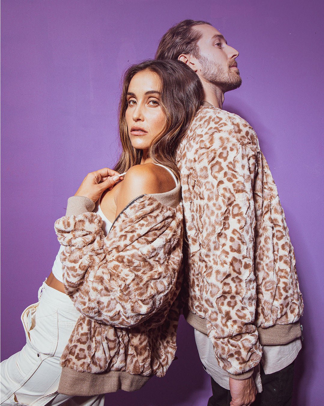 Women's Faux Fur Jacket | Tan Strawberry Leopard