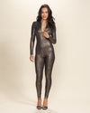 Women's Metallic Bodysuit Full | Bronze Python