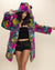 Classic Women's Faux Fur Coat | Neon Graffiti Leopard