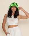 Women's Fur Bucket Hat | Neon Green Leopard