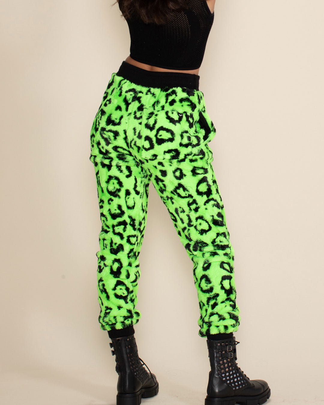 Women's Lounge Pants | Neon Green Leopard