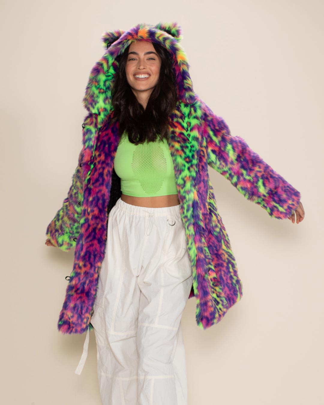 Neon fur jacket hotsell