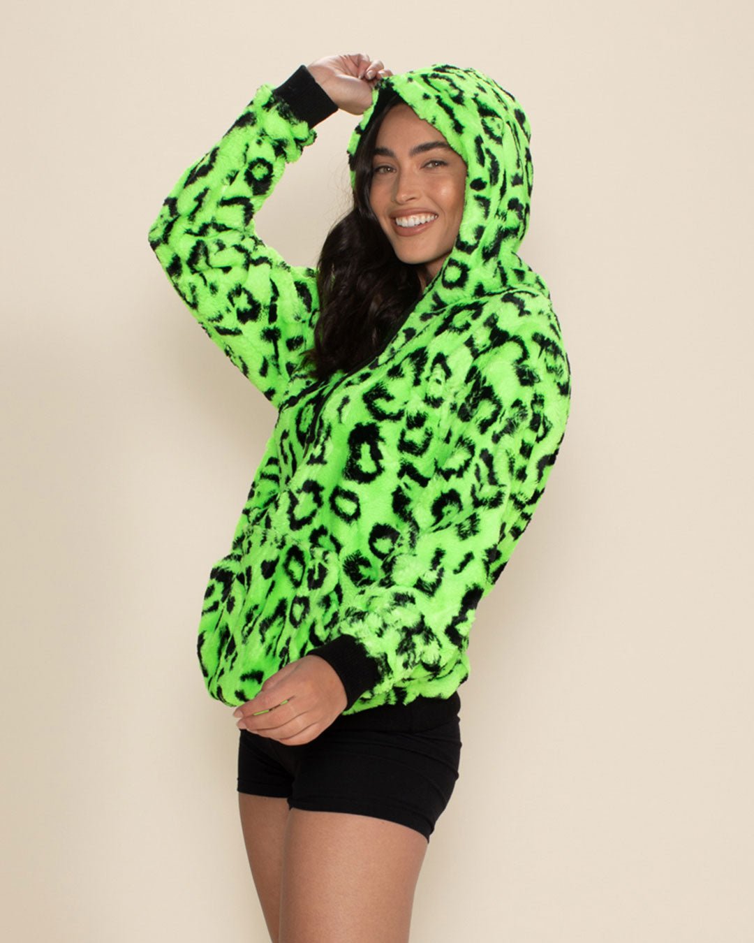 Spirithoods Fur Hoodie Green Neon for Women S Neon green