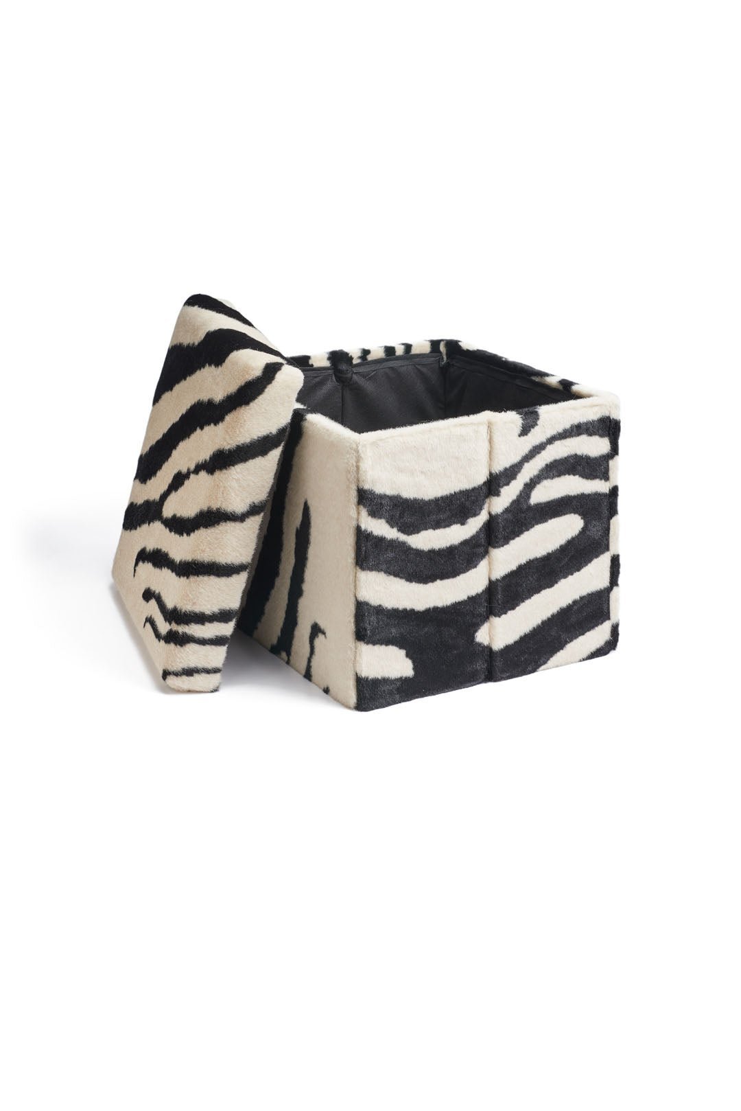 Zebra Faux Fur Ottoman Box | Signature Collection