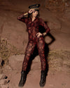 Women's Full Body Lace Bodysuit | Red Garnet Snakeskin