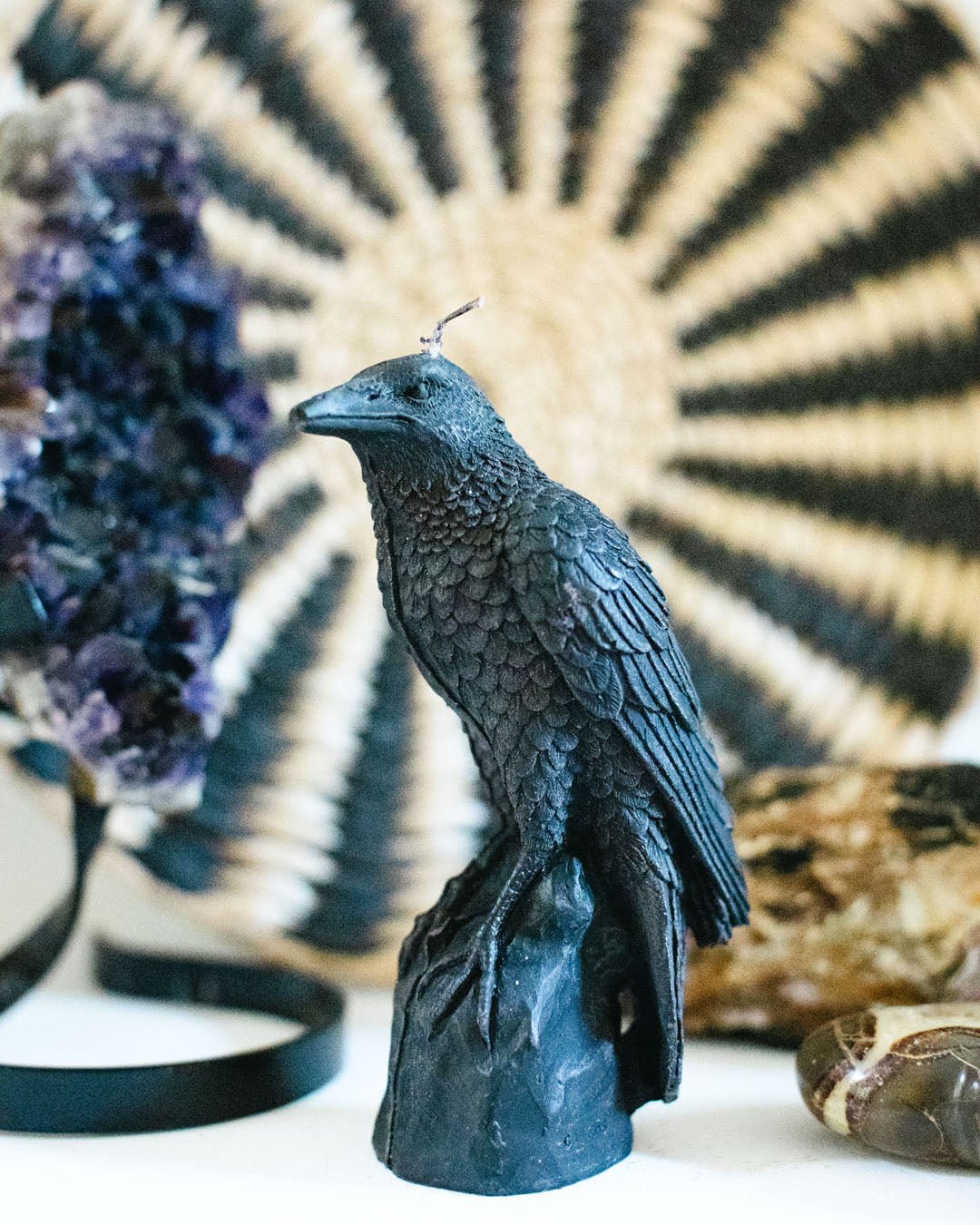 Black Pillar Candle | Perched Raven