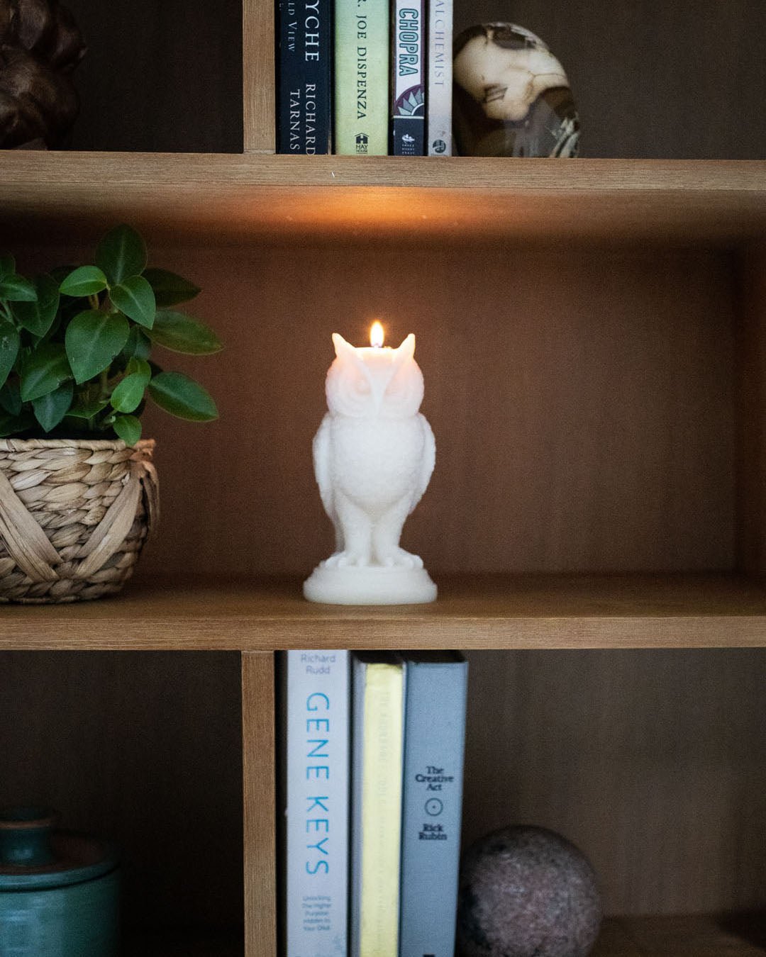 Snowy Owl White Soy Wax Pillar Candle SpiritHoods Home Goods Collection