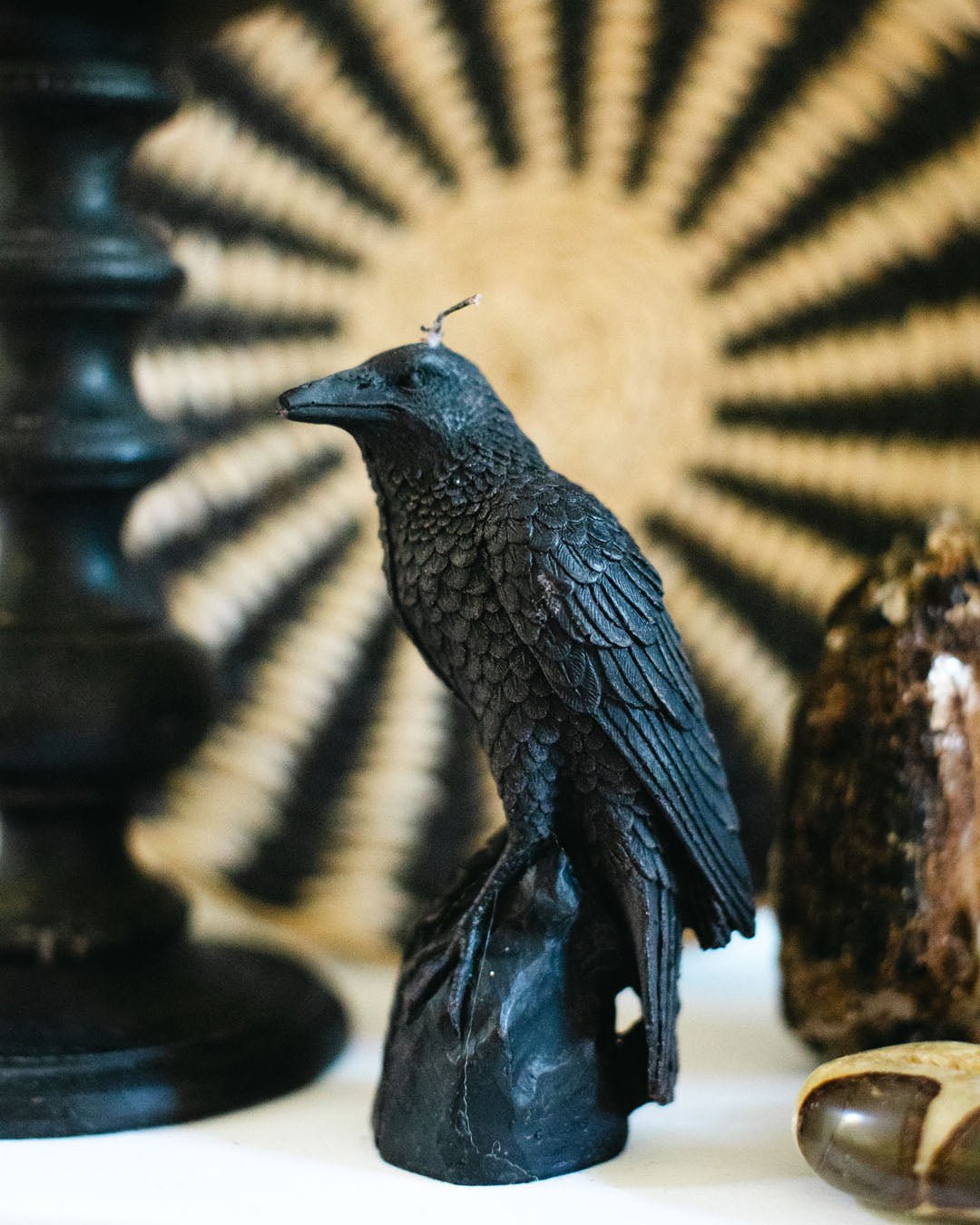 Black Pillar Candle | Perched Raven