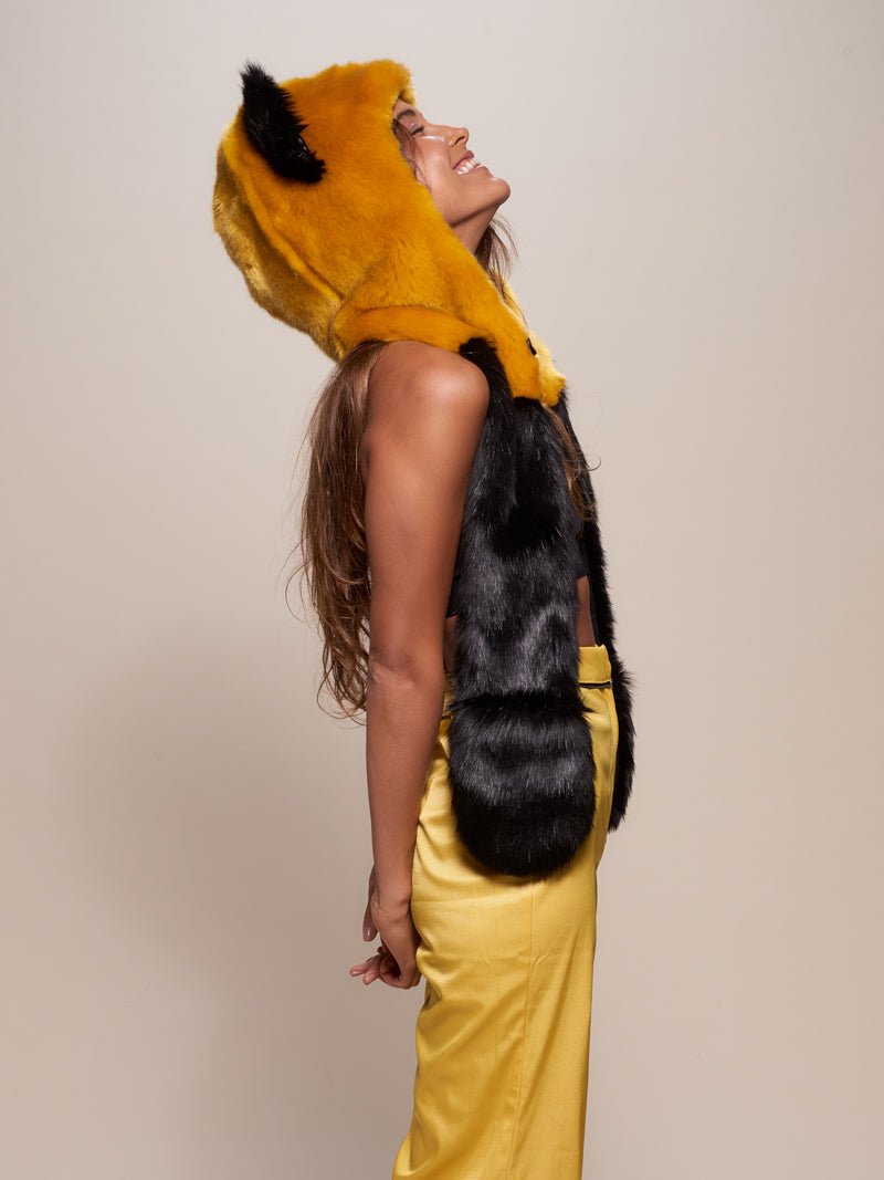 Female Wearing Collector Edition Golden Wolf Luxe Faux Fur SpiritHood