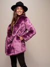 Lavender Wolf Luxe Faux Fur Coat with V-Neck