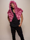 Man wearing Limited Edition Rose Finch Faux Fur Shawl