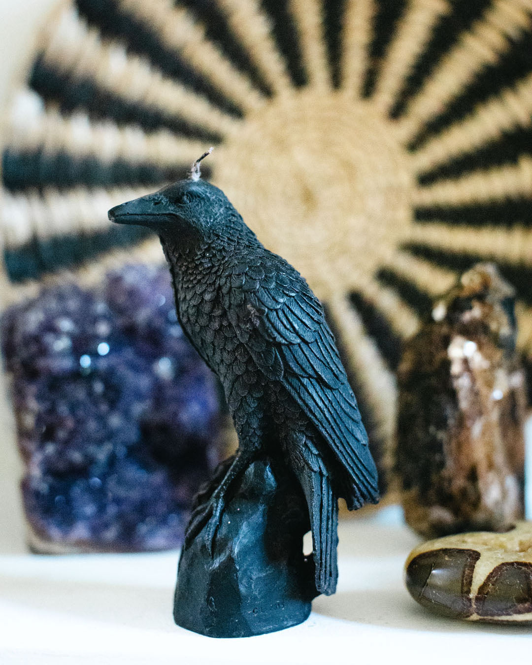 SpiritHoods Black Raven Soy Wax Pillar Candle