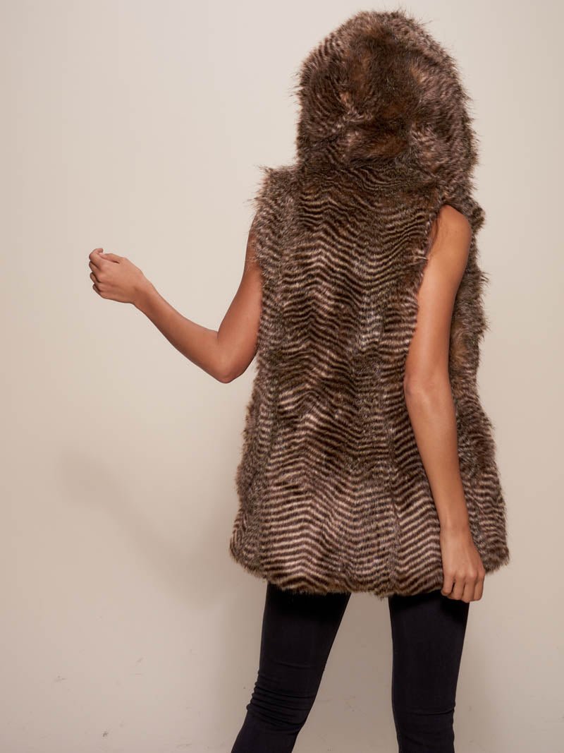 Nighthawk Faux Fur Women s Vest With Hood SpiritHoods