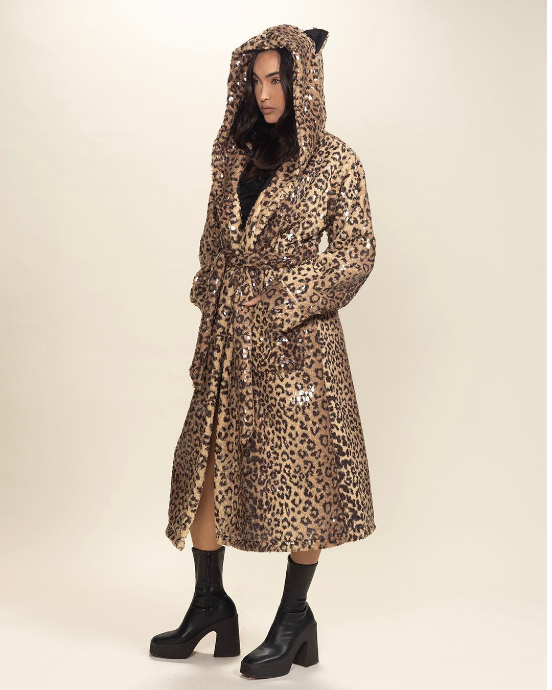 Classic Women's Long Faux Fur Coat | Sri Lankan Leopard Print