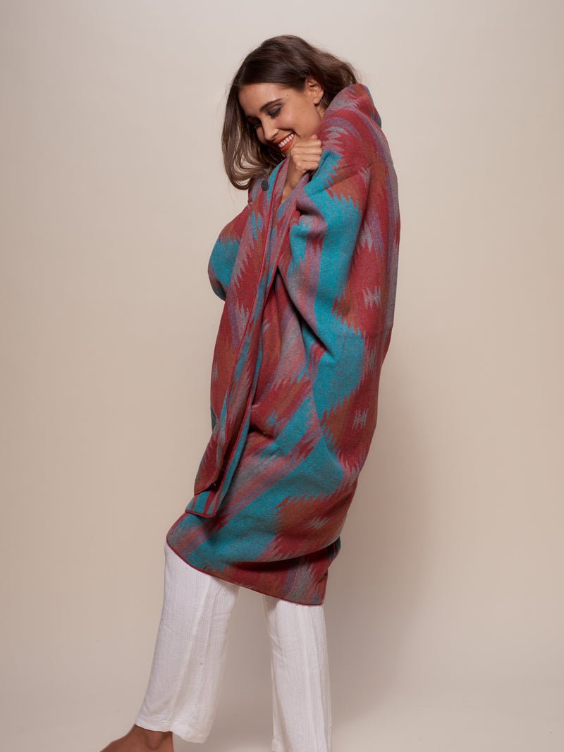 Female Wrapped Up in Sunset Fox Adventure Fabric Throw 