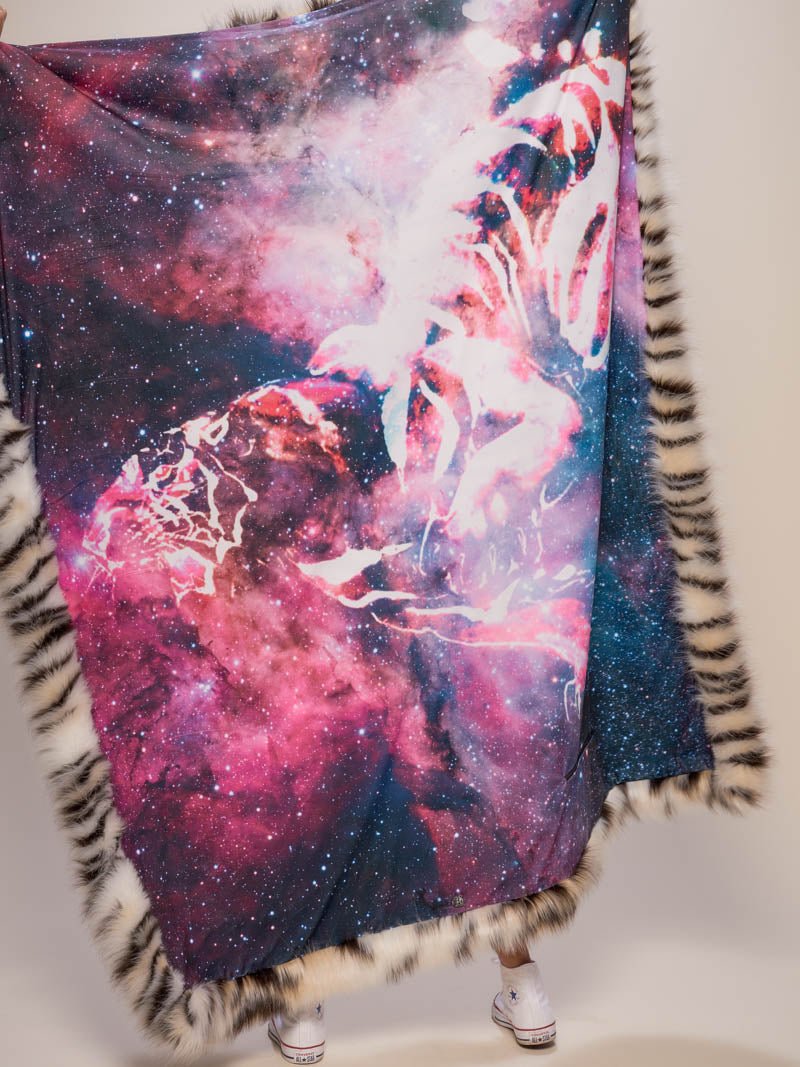 Colorful Tiger Galaxy Faux Fur Throw 