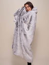 Faux Fur Throw with Grey Fox Italy Design Wrapped Around Female