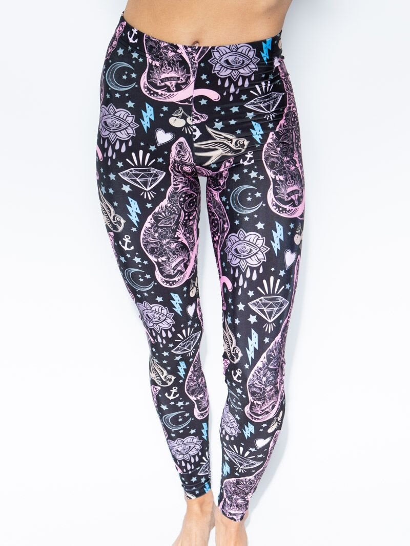 Nylon SpiritHood Leggings with Sacred Sailor Kitty Design