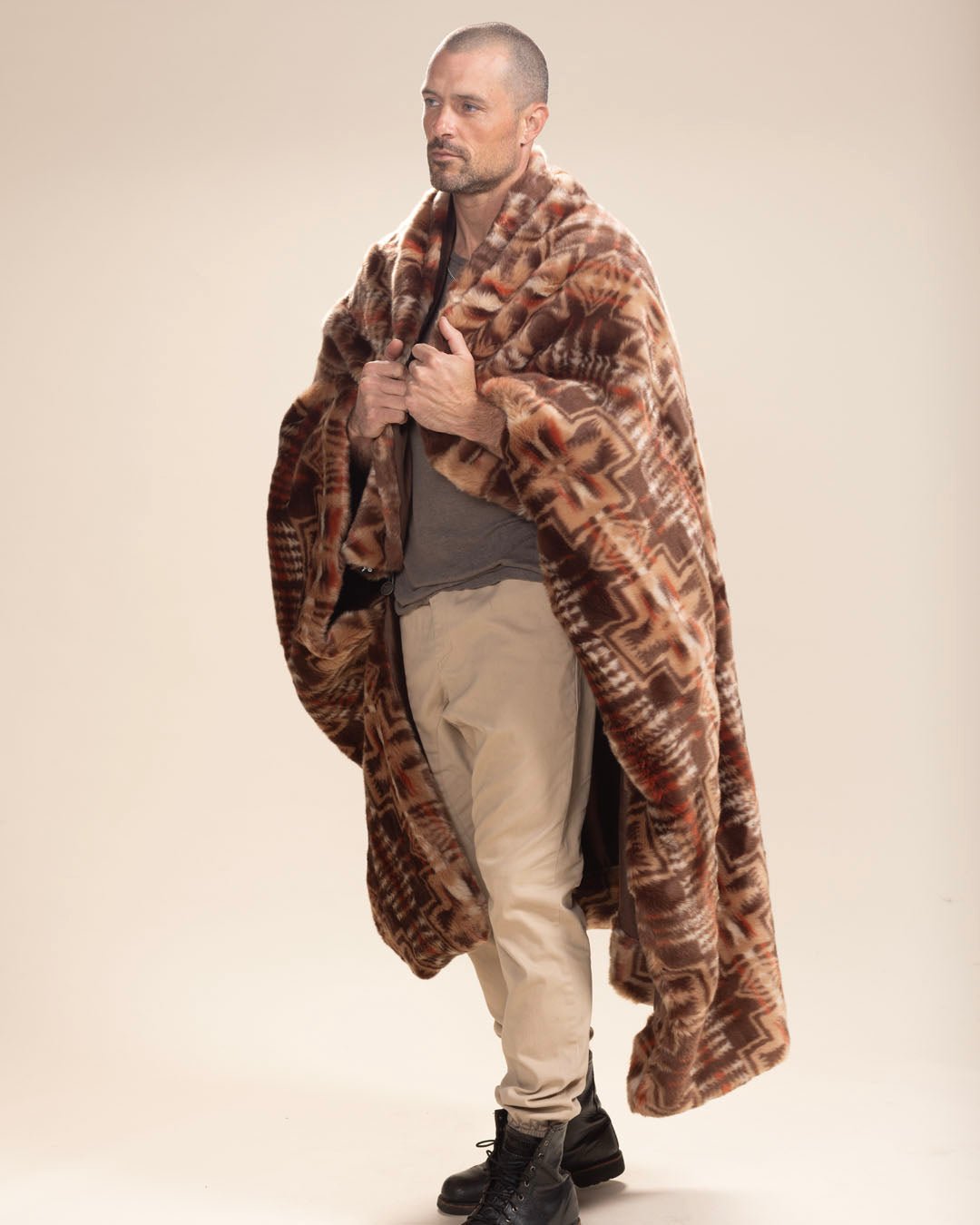 Tuscan Brown Wolf Faux Fur Throw