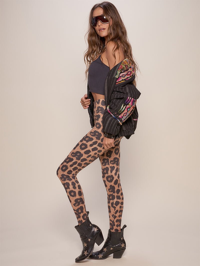 Faux Fur Jaguar Poly-Velvet Leggings