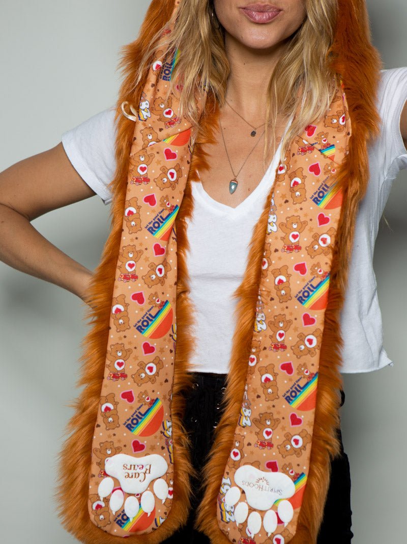 Exterior and Interior View of Tenderheart Bear Faux Fur SpiritHood 