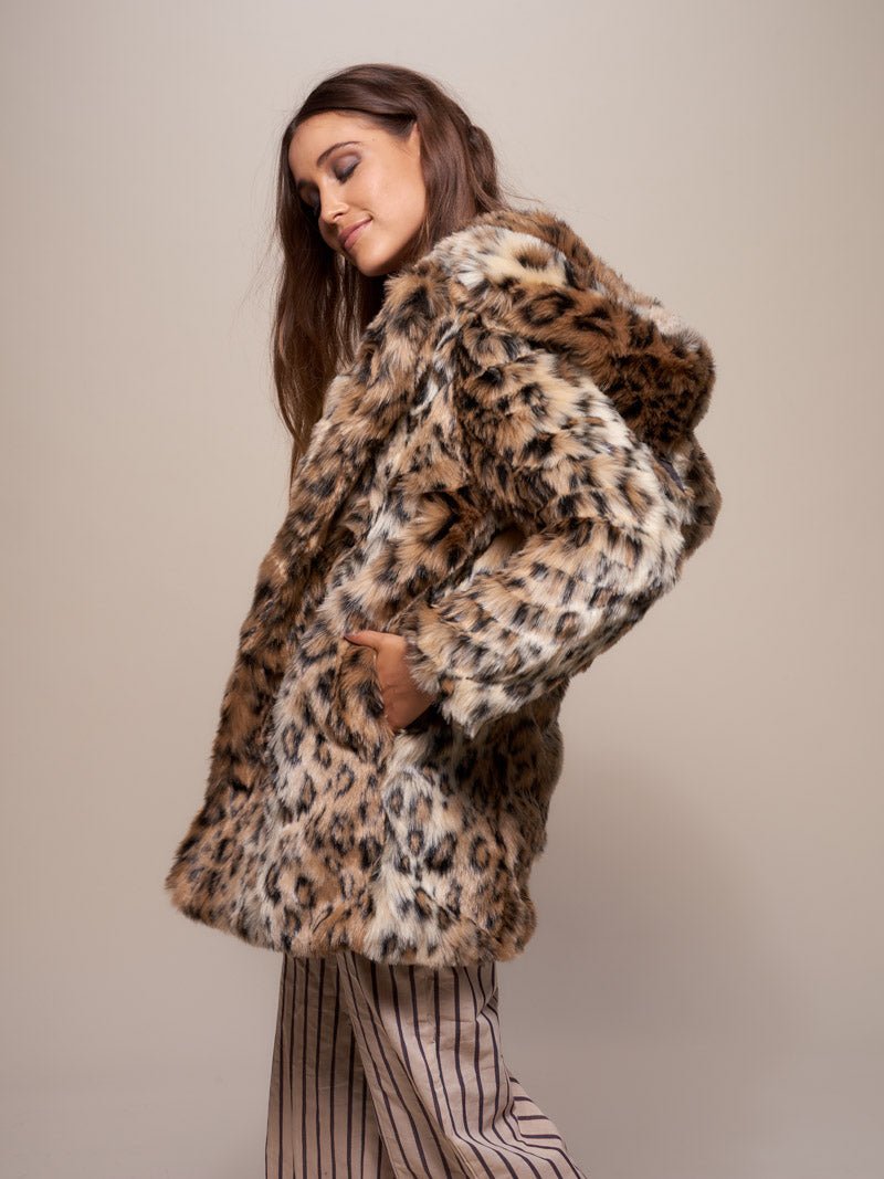 Classic Leopard Faux Fur Coat on Female Model