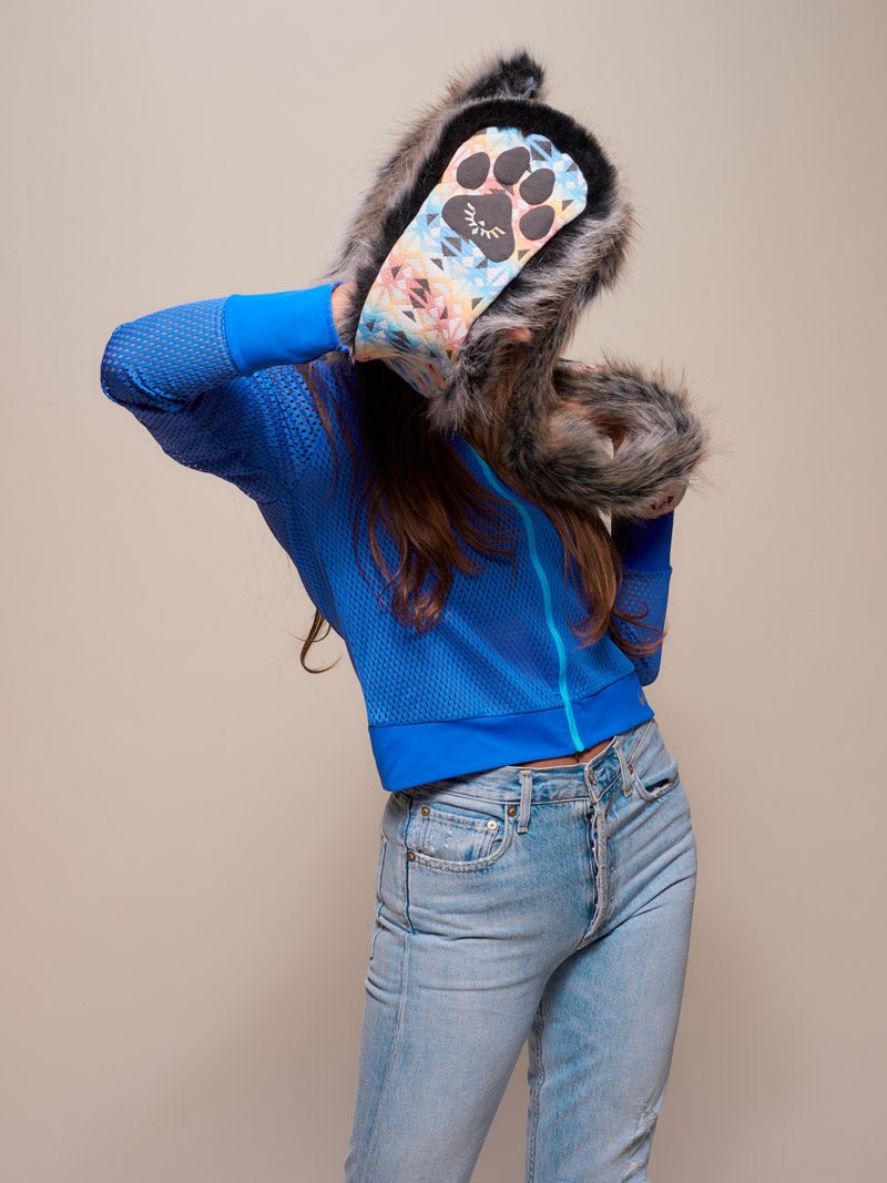 Unisex Grey Wolf Collector Edition SpiritHood on Female Model