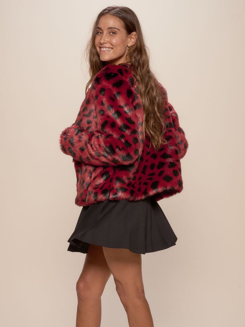 Wild Cat Faux Fur Bomber Jacket for Women