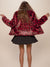 Women's Wild Cat Faux Fur Bomber Jacket on Female Model