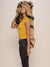 Woman wearing Caspian Tiger Collector Edition Faux Fur Hood, side view 1