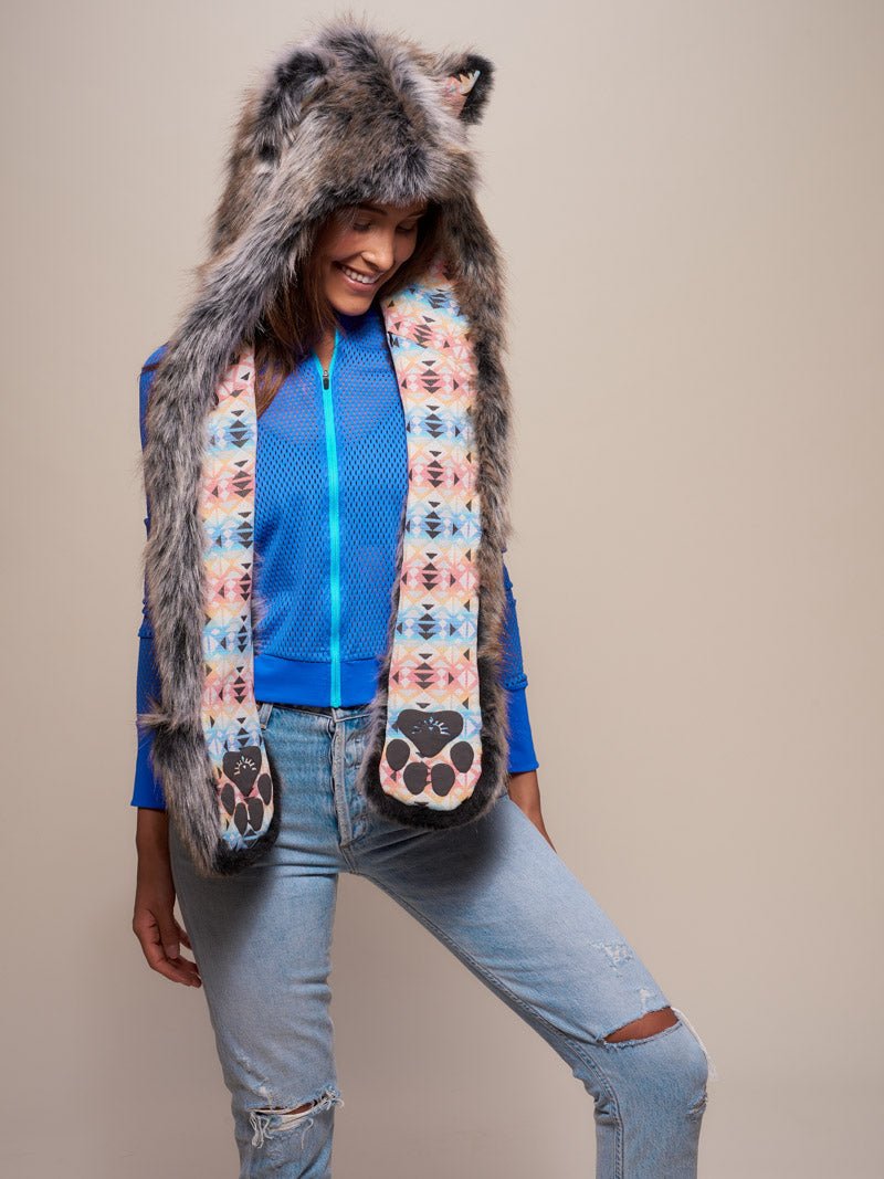 Unisex Grey Wolf Collector Edition SpiritHood on Female